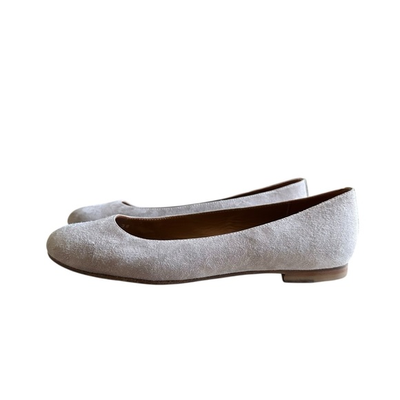 Margaux Classic Suede Ballet Flats In Flint Gray Size 38 - Picture 5 of 10